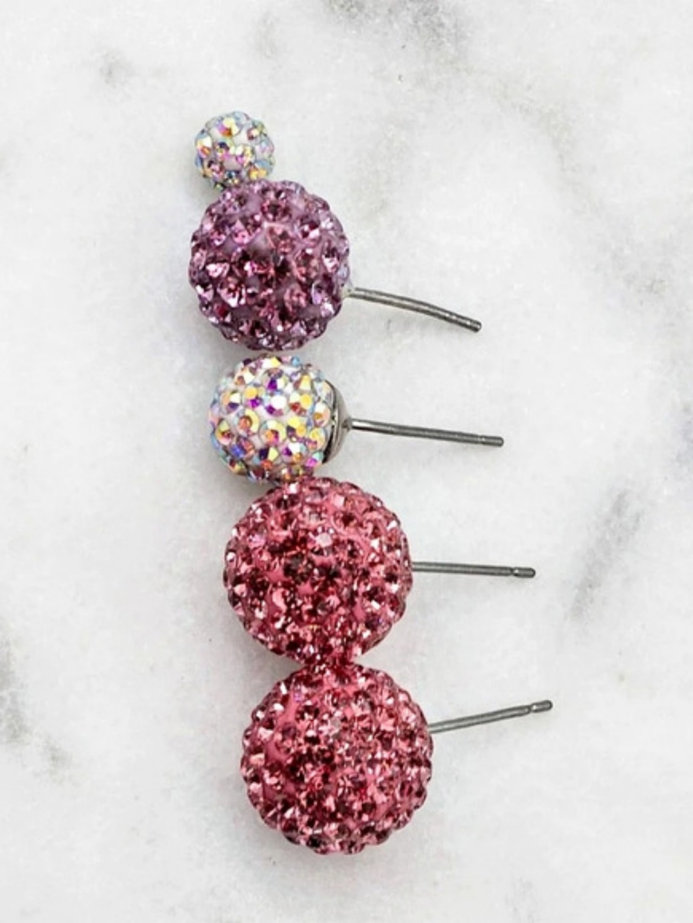 Crystal Ball Stud Earrings in Pink & Purple Diy Projects - Picture 2 of 5